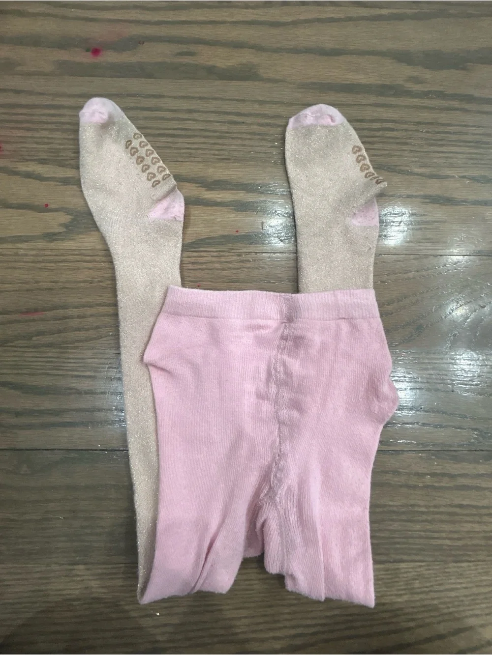 The Children’s Place Girls Pink & Gold Grip Tights Size 3T–4T